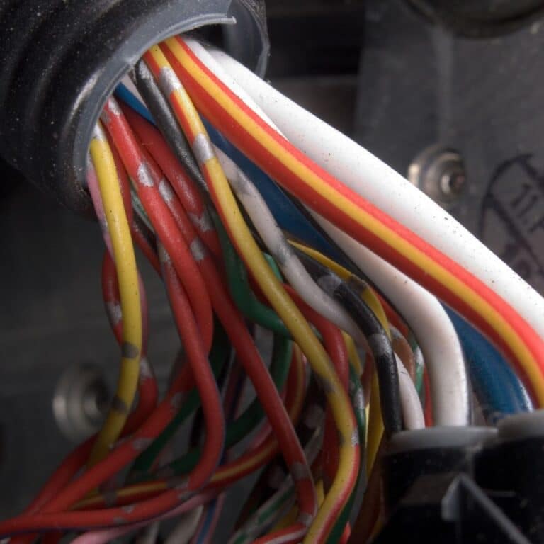 Wires coming out from an ignition in a car.