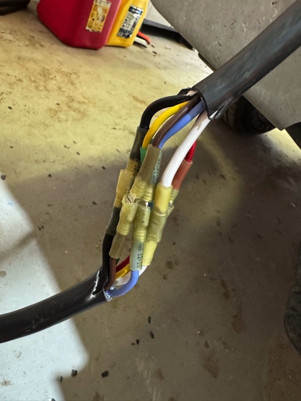 Trailer harness rewired with connectors.